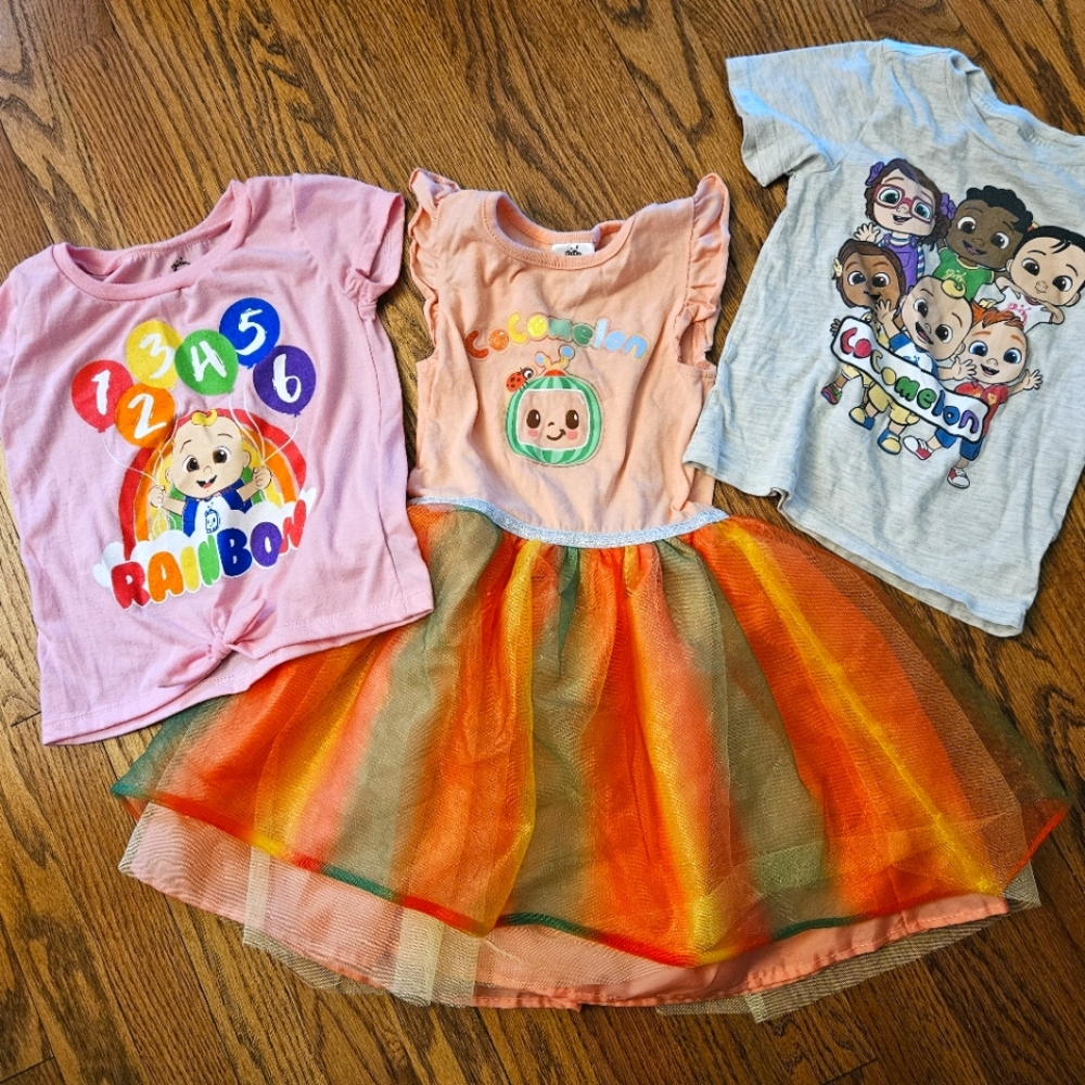 Cocomelon Girls Tshirt And Dress Bundle, Size 4-5T